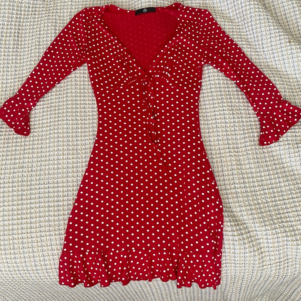 Missguided red polka dot dress / petite